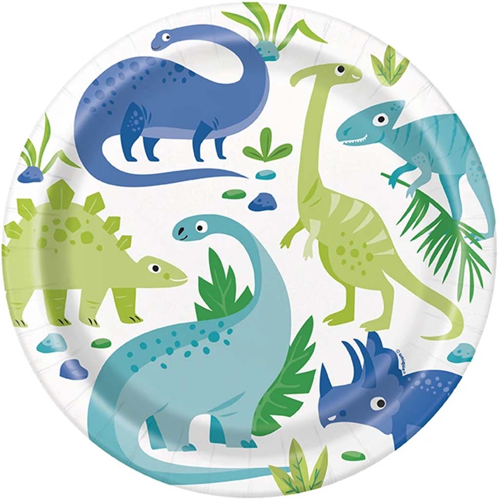 Blue &amp; Green Dinosaur Dinner Plates 9in, 8ct