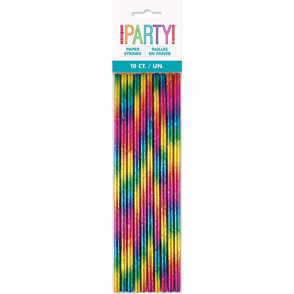 Foil Rainbow Paper Straws, 10ct