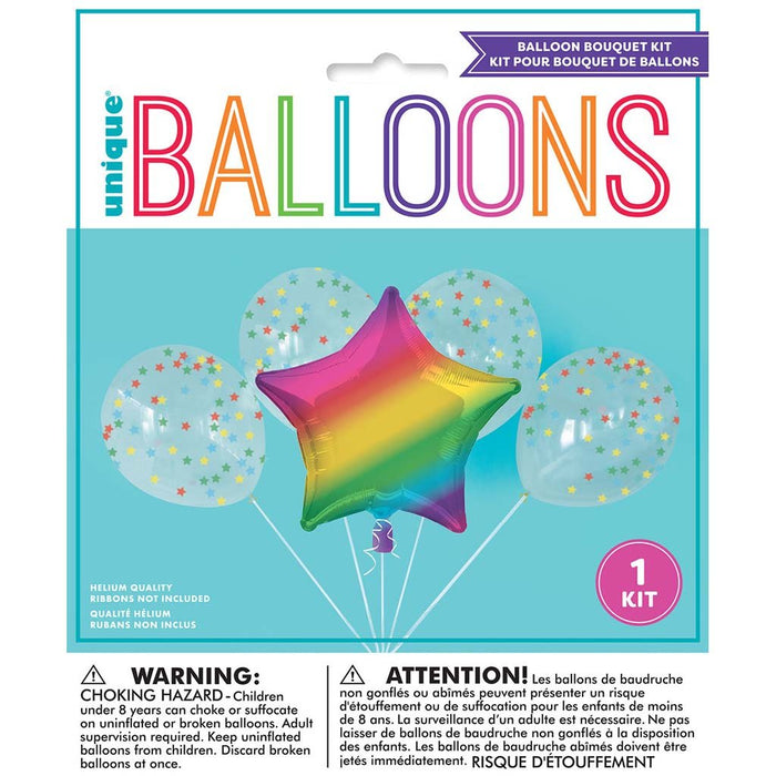 Rainbow Star Balloon Bouquet Kit, 5pc