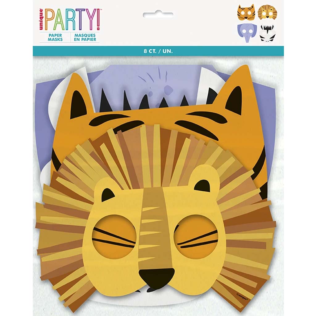 Animal Safari Paper Mask, 8ct