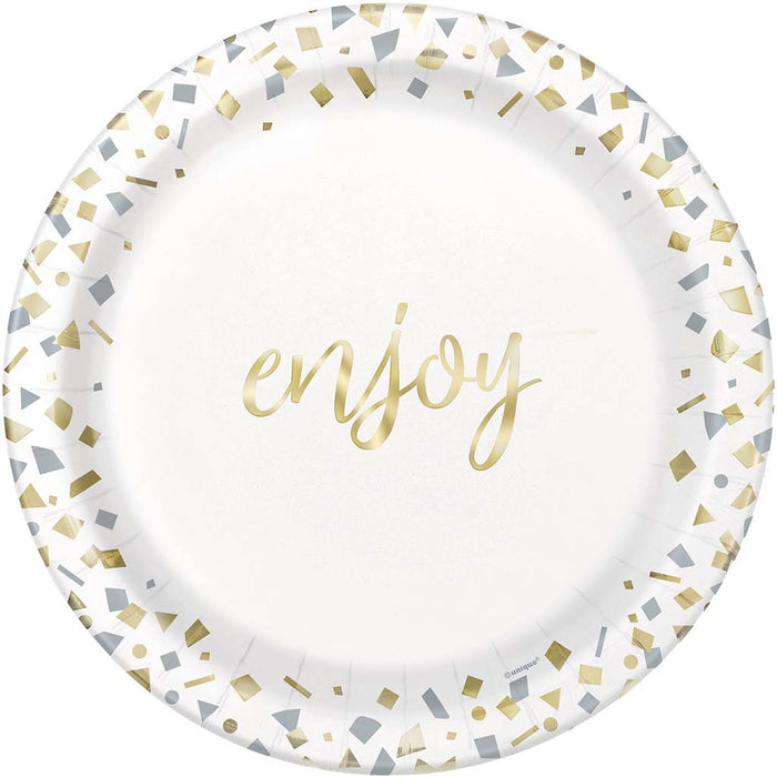 10 Celebrate Plate-Fb 7In Gold Confetti