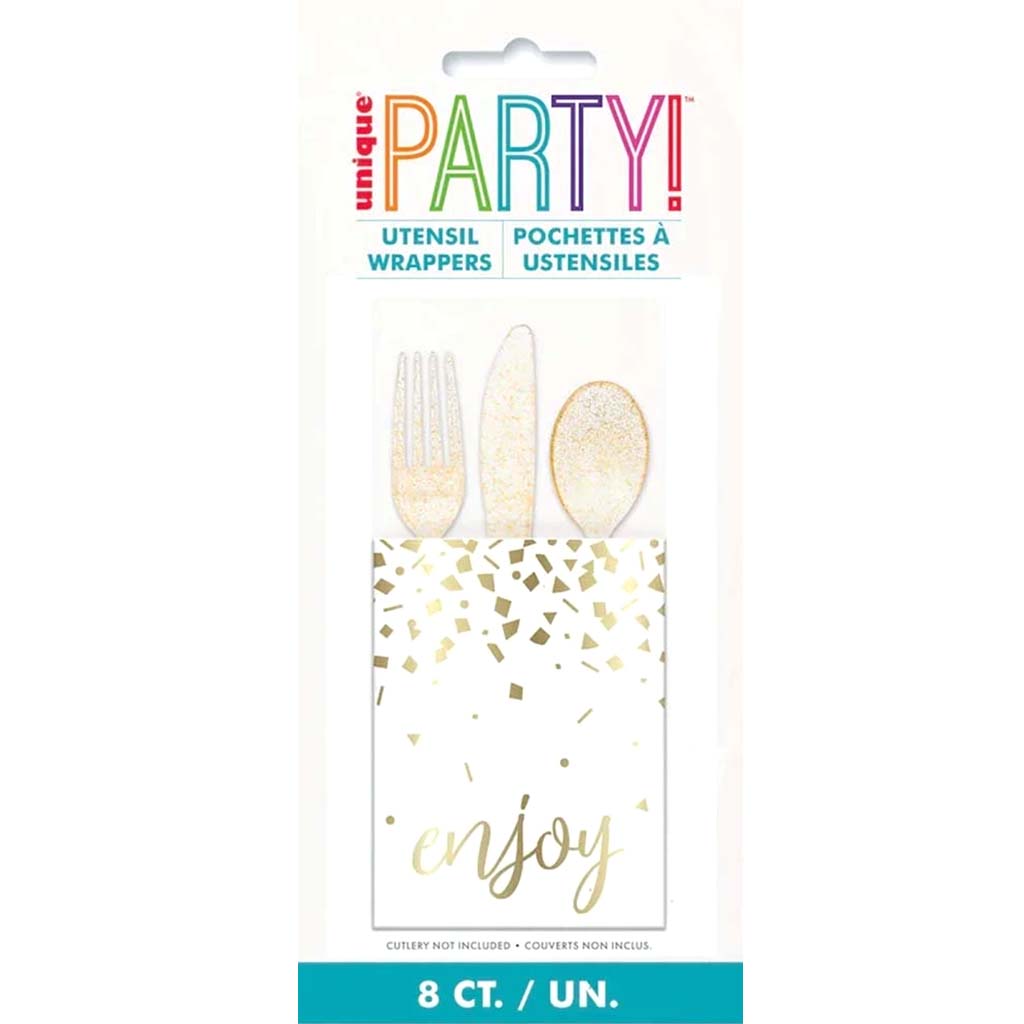 Foil Confetti Cutlery Pouch Gold, 8ct