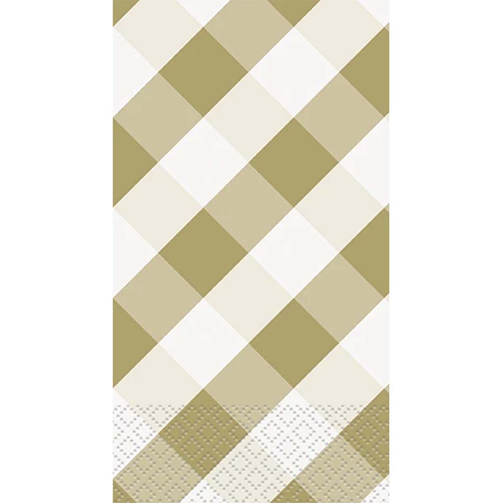 Gold Gingham Guest Napkins, 16ct