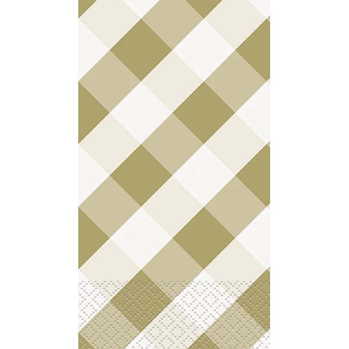 Gold Gingham Guest Napkins, 16ct