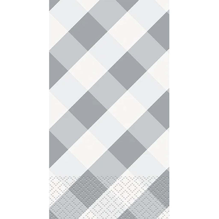 Silver Gingham Guest Napkins, 16ct