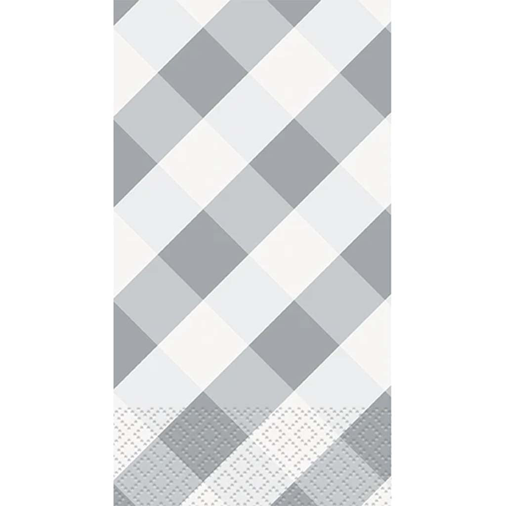 Silver Gingham Guest Napkins, 16ct