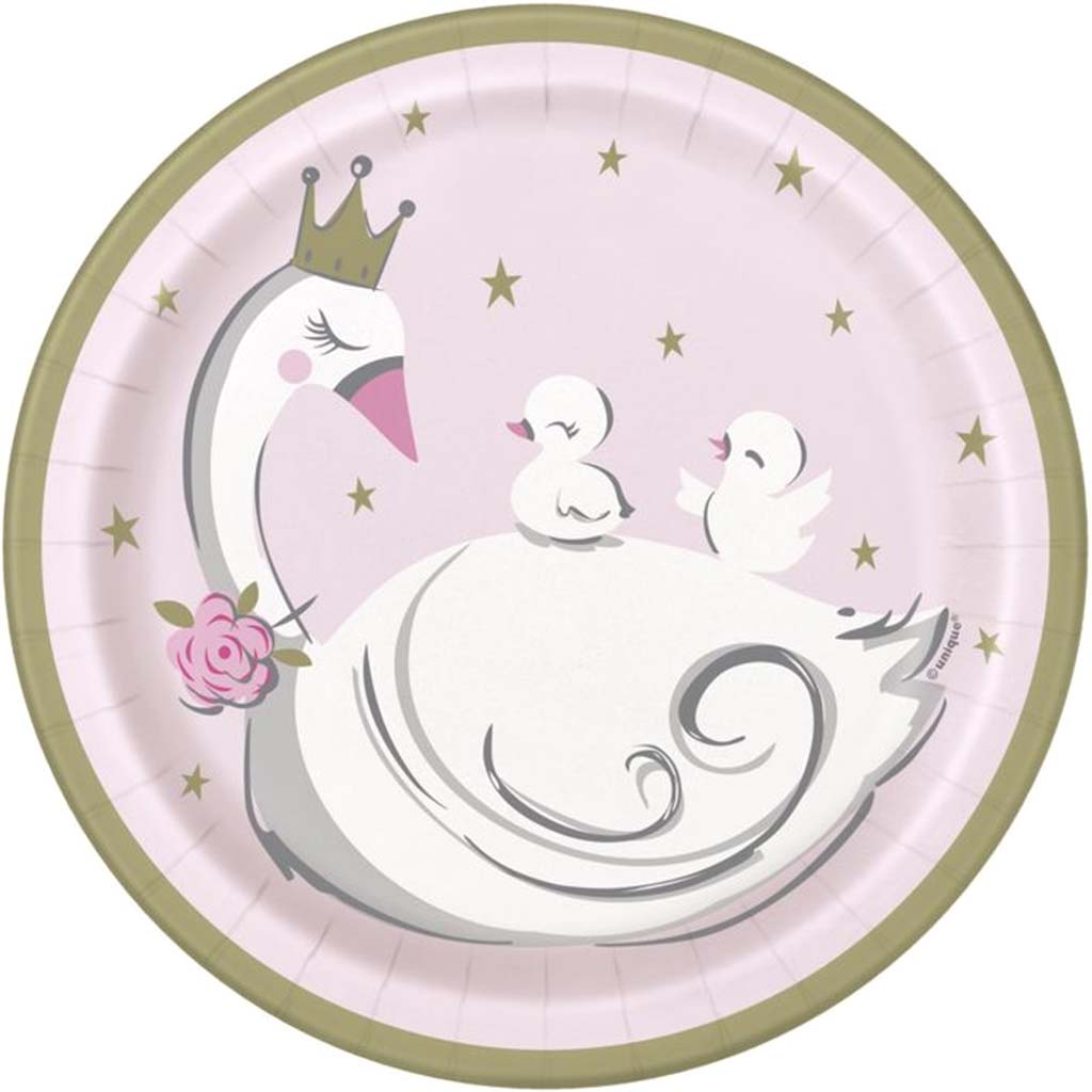 Swan Princess Dessert Plates 7in, 8ct