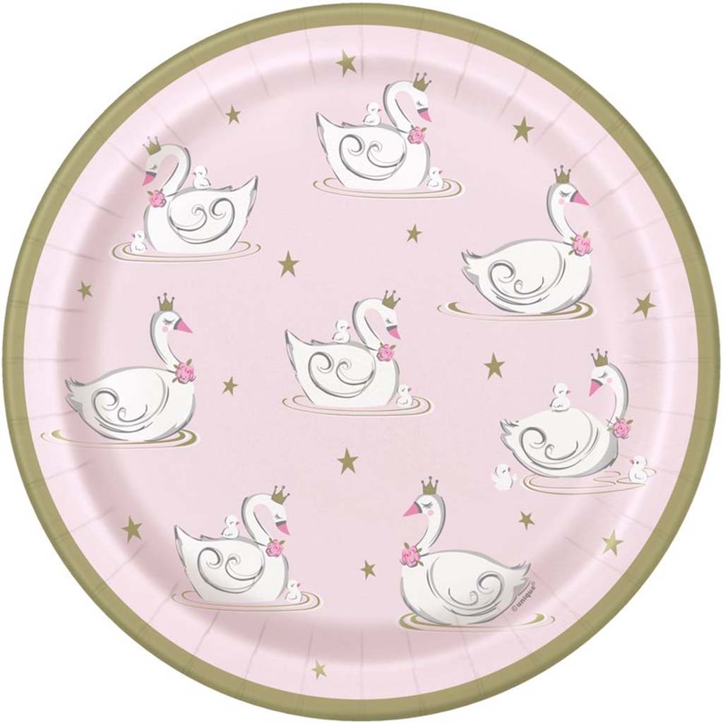 Swan Princess Dinner Plates 9in, 8ct