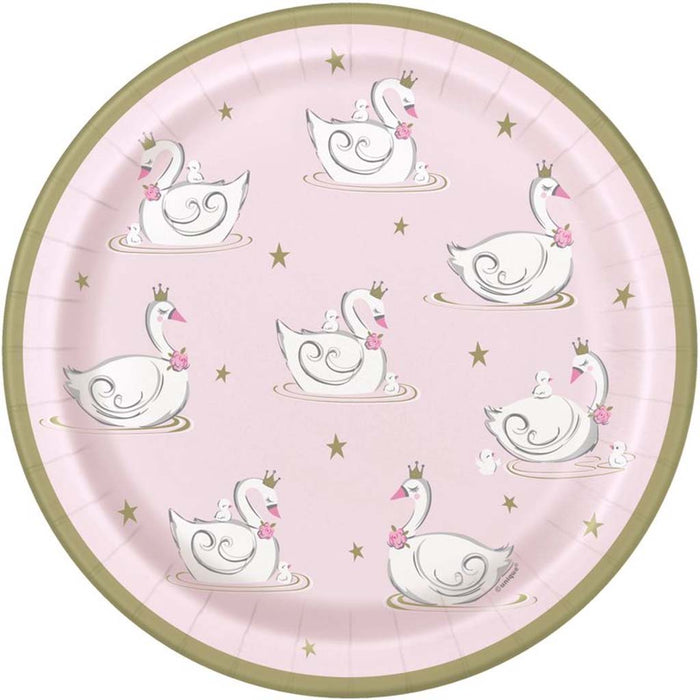Swan Princess Dinner Plates 9in, 8ct