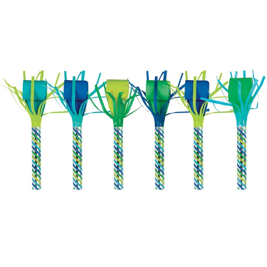 Blue &amp; Green Dinosaur Party Blowouts, 6ct