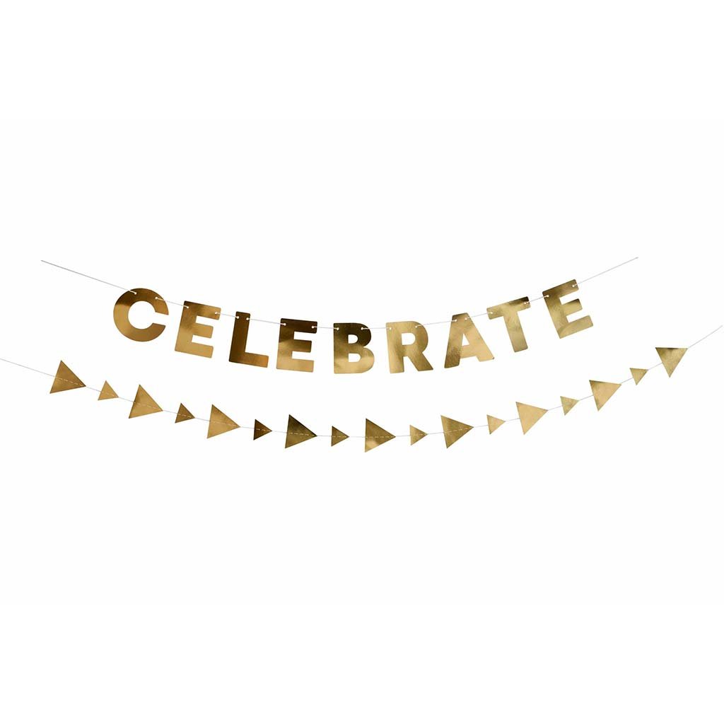 Gold Celebrate Paper Garland Set, 2pc