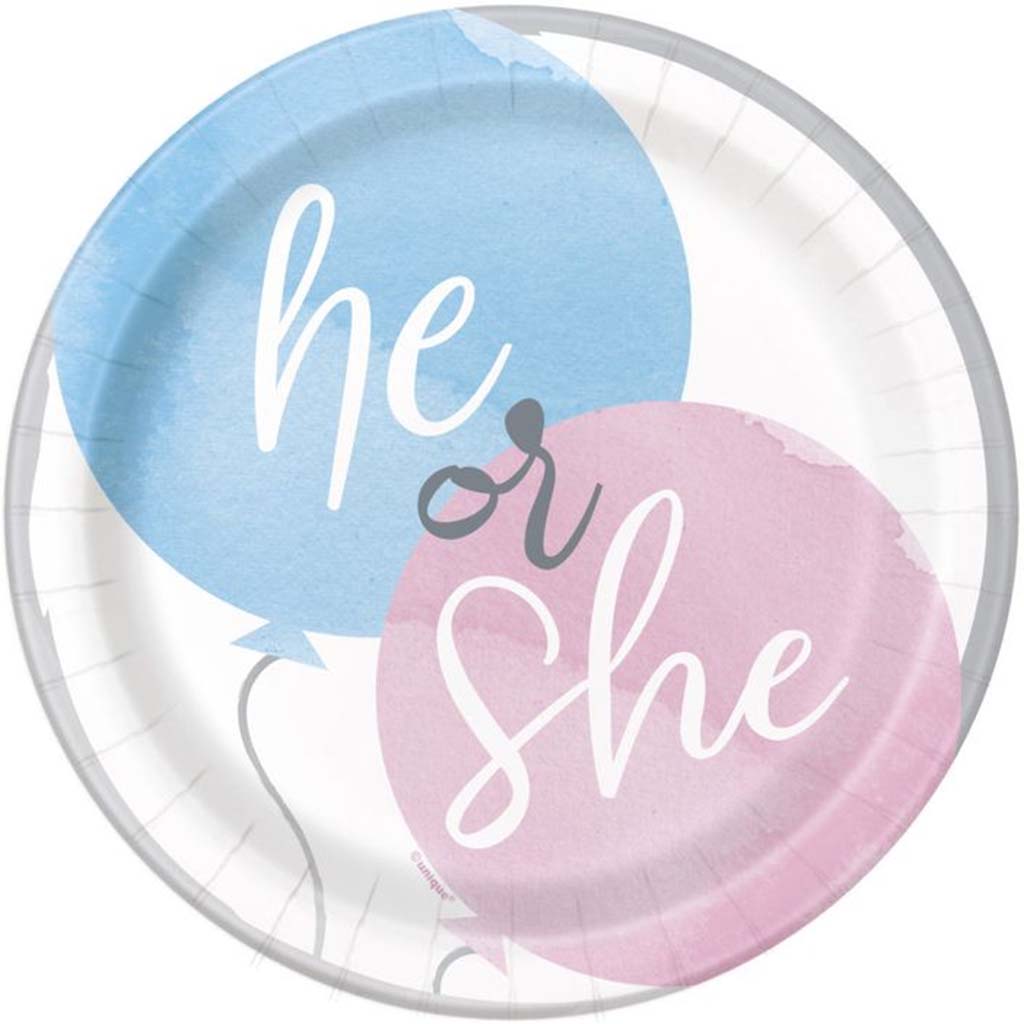 Gender Reveal Dessert Plates 7in, 8ct