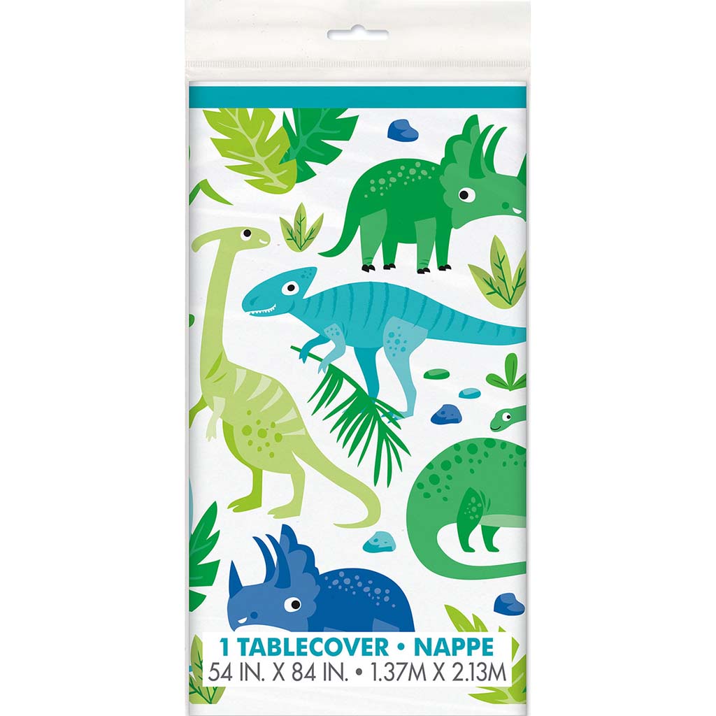 Blue &amp; Green Dinosaur Tablecover, 54in X 84in