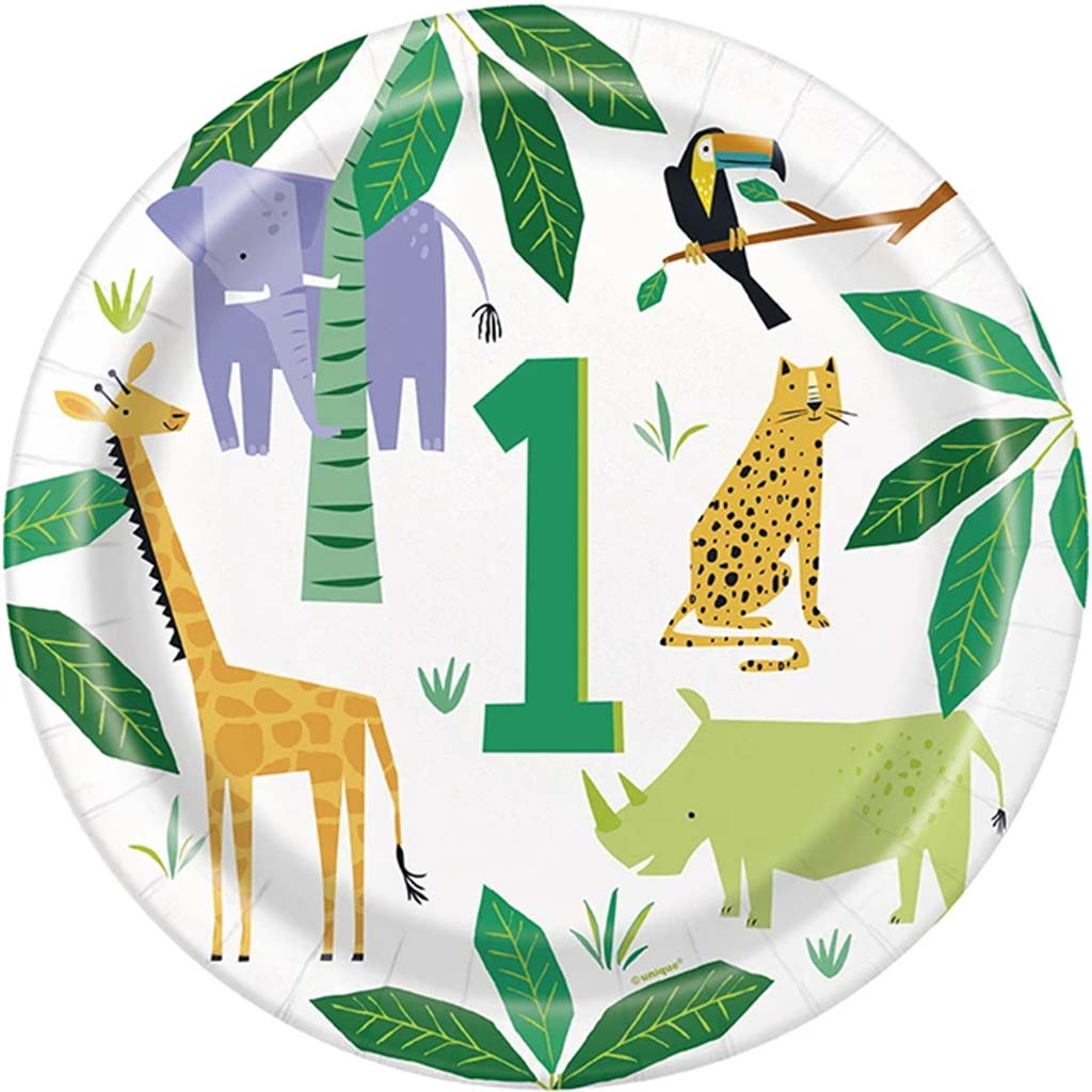 Animal Safari 1st Birthday Dinner Plates, 9in 8ct