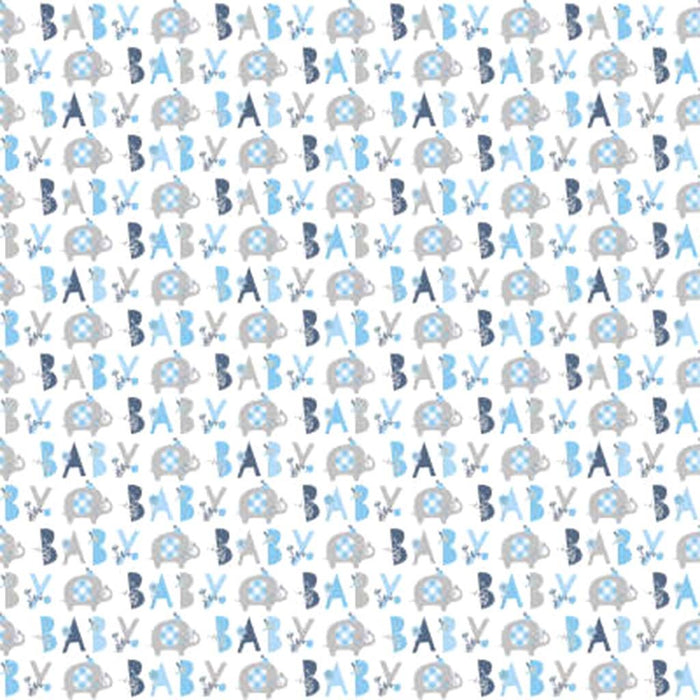 Blue Floral Elephant Giftwrap 30in X 5ft