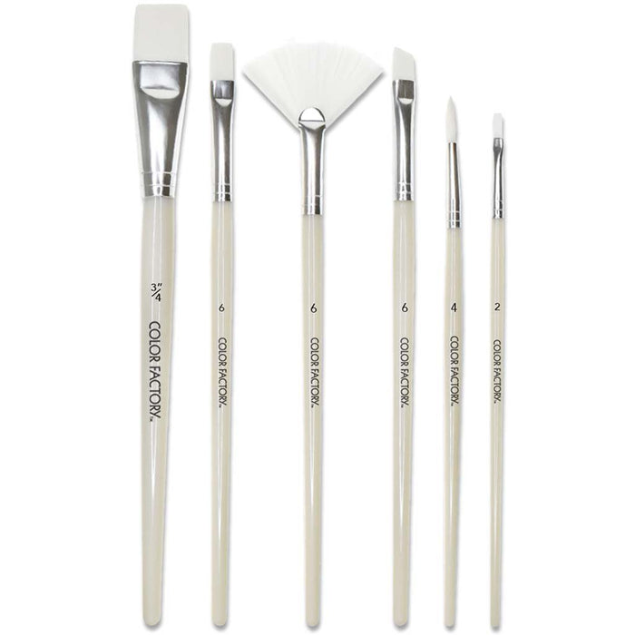 White Synthetic Hair Variety Pack x6 Plastic Handle Multi-Set 1