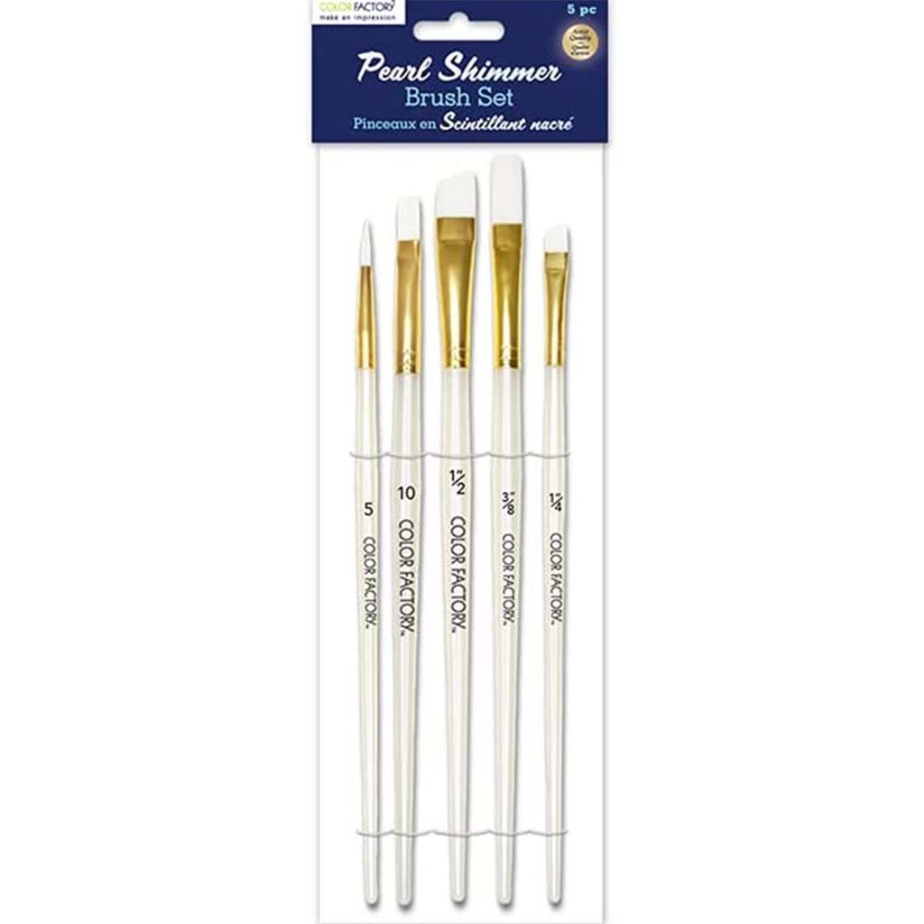 White Nylon Hair Pearl Shimmer Series x5 Plastic Handle Multi-Set 1