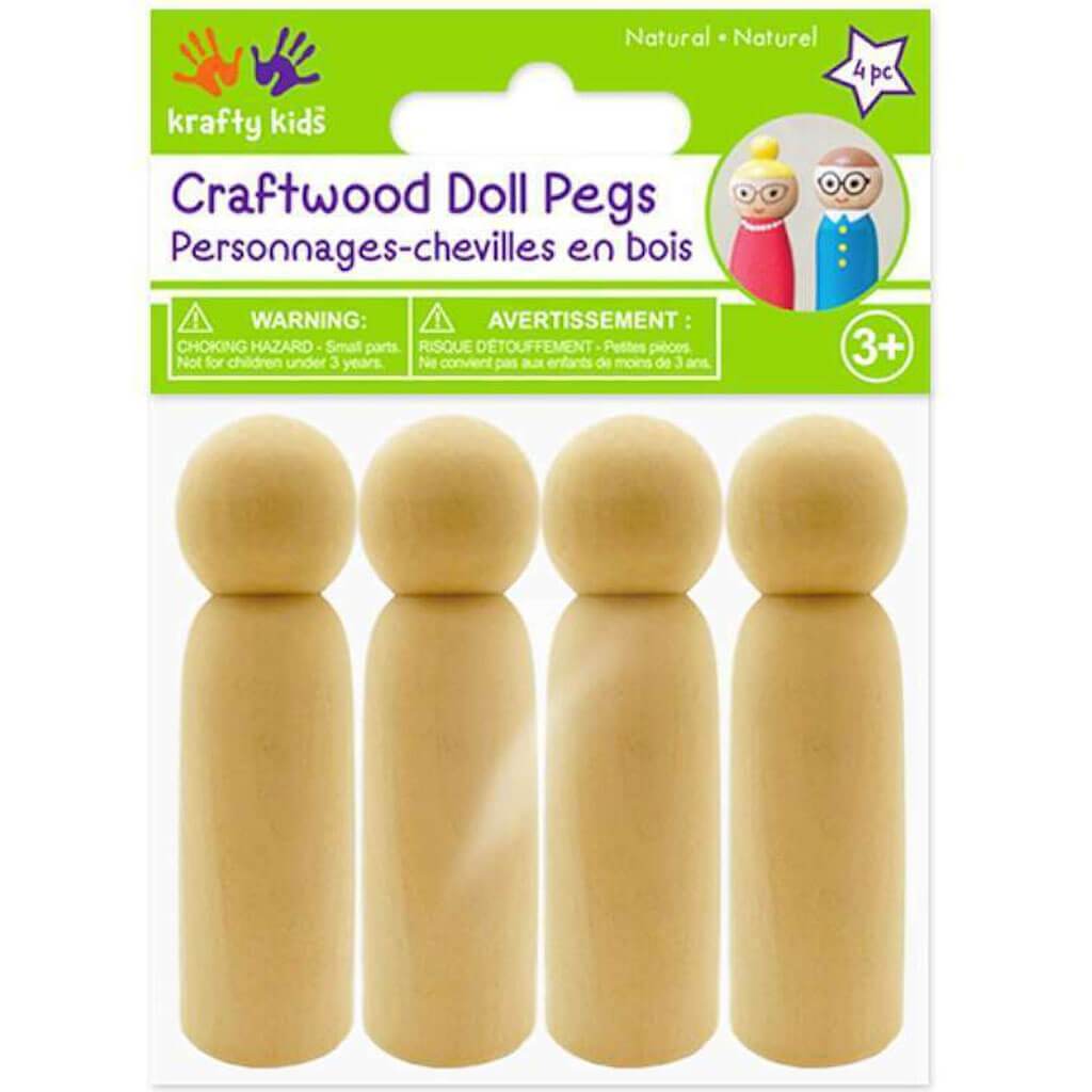 Wood Boy Doll Peg 2.4in 4/Pkg