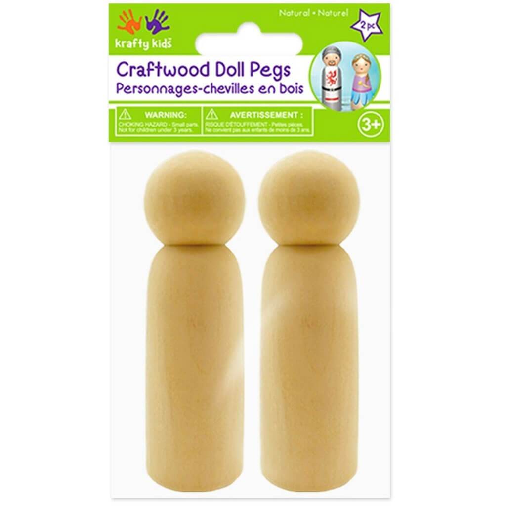 Wood Boy Doll Peg 3in 2 pack