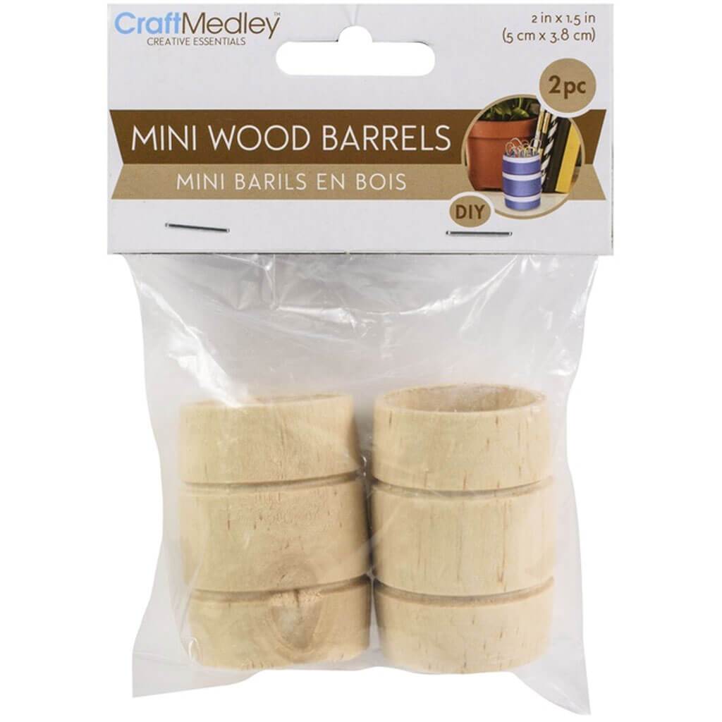 Mini Wood Barrel 50 x 38mm 2/Pkg