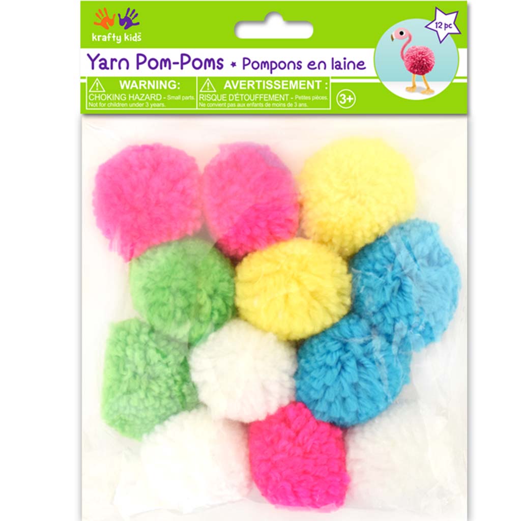 Yarn Poms 12pc 1.5in Pastel
