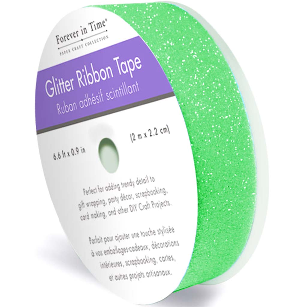 Glitter Ribbon Tape 2.2cm x 2m Green