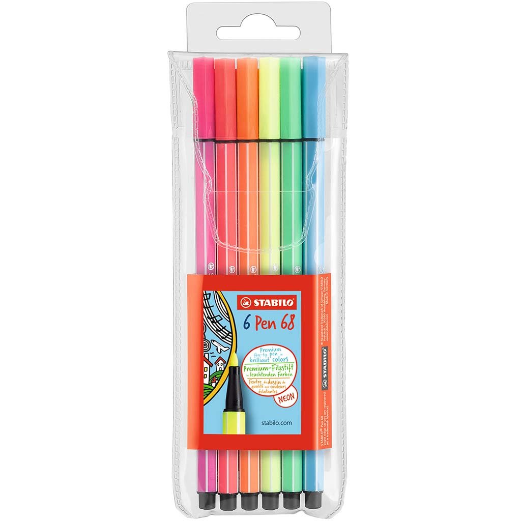 Pen 68 Marker Wallet Sets 6-Color Neon Wallet