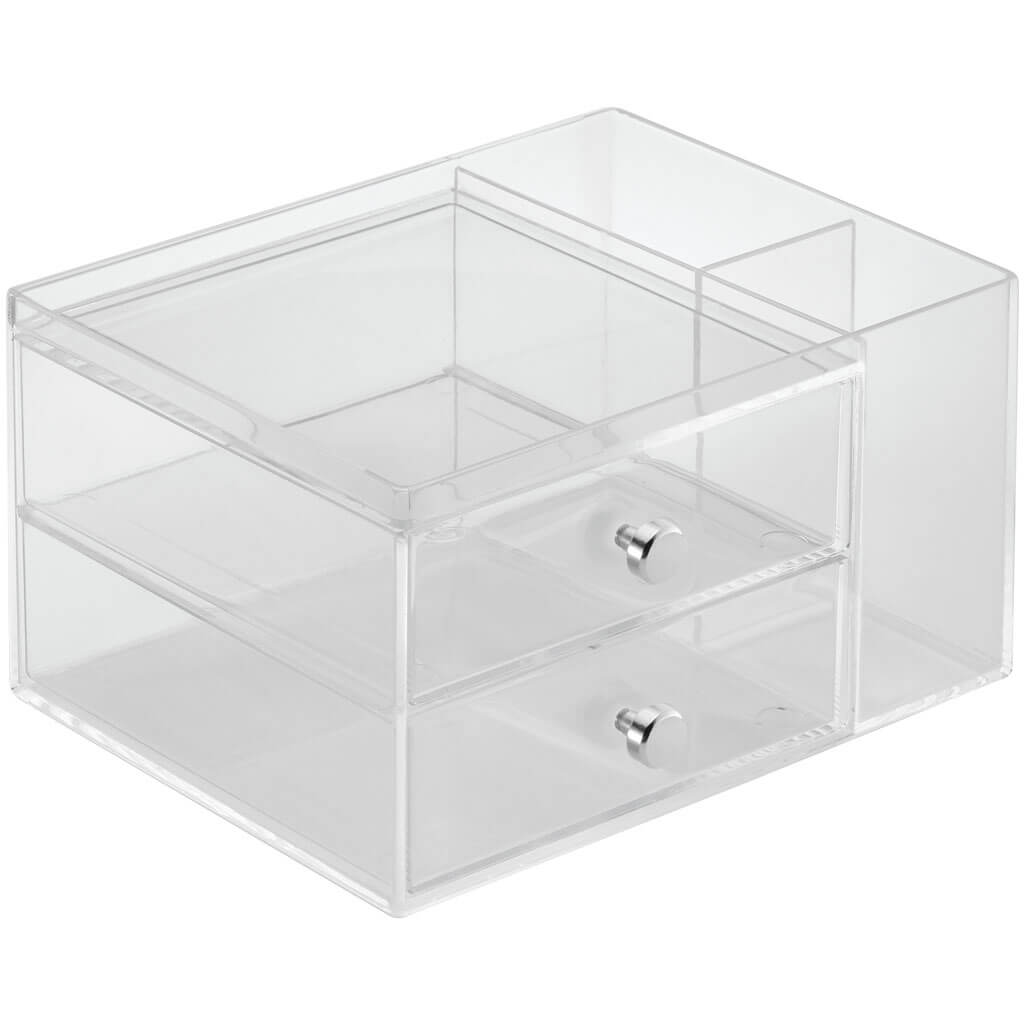 Clarity Stacking 2 Drawers with Side Organizer Clear