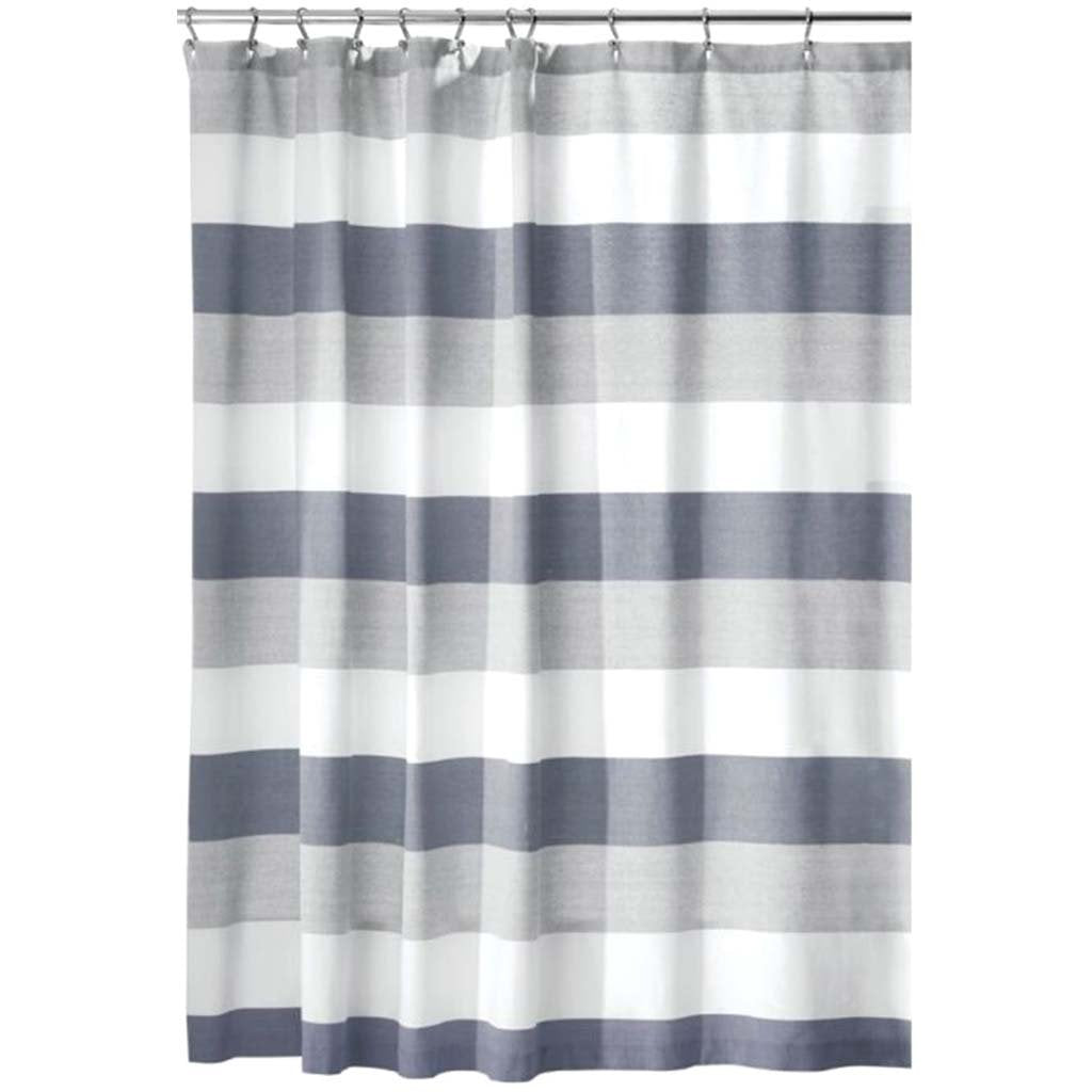Stripe Fabric Bathroom Shower Curtain Navy, Gray and White