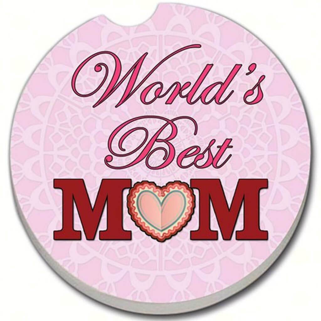 World&#39;s Best Mom Pink Car Coaster