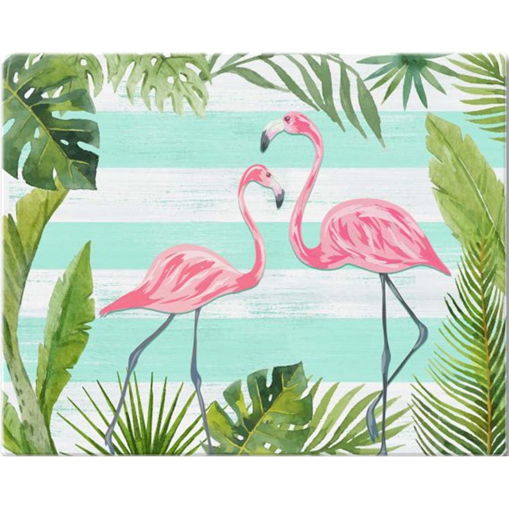 Glass Counter Saver 15in x 12in Flamingoes &amp; Stripes