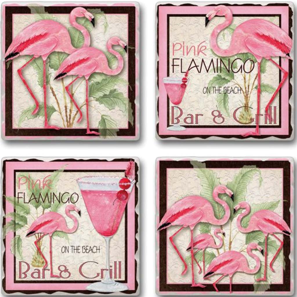 Image Coaster Set Flamingo Bar And Grill