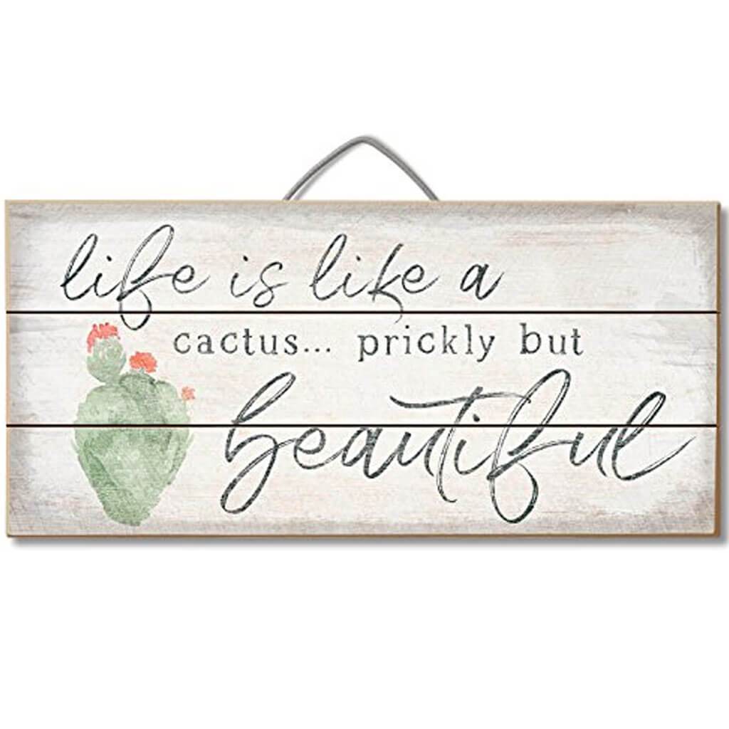 Pallet Wood Sign Life Is A Cactus 12in x 6in