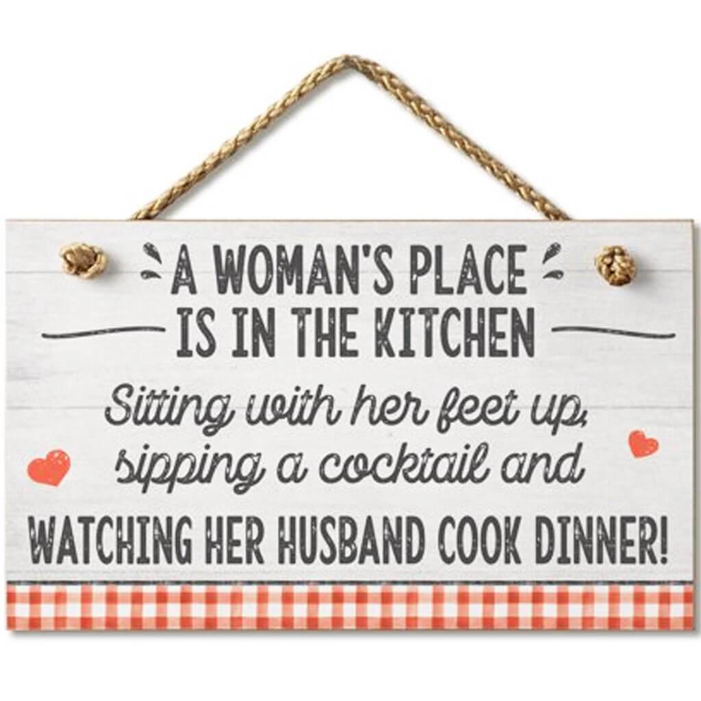 Hanging Wood Sign 9.5 x 5.75 x 0.5 Womans Place