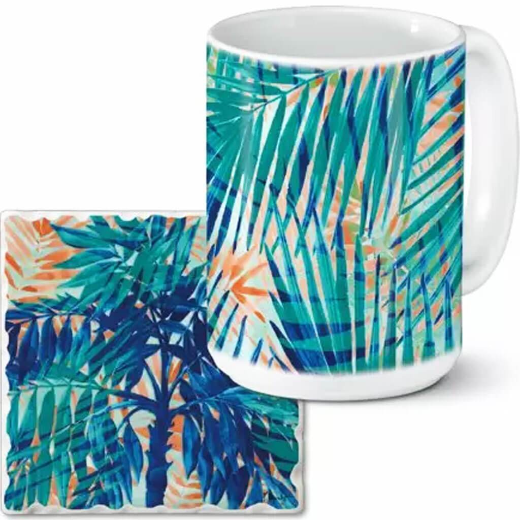 Mug Coaster Gift Set Miami Palm