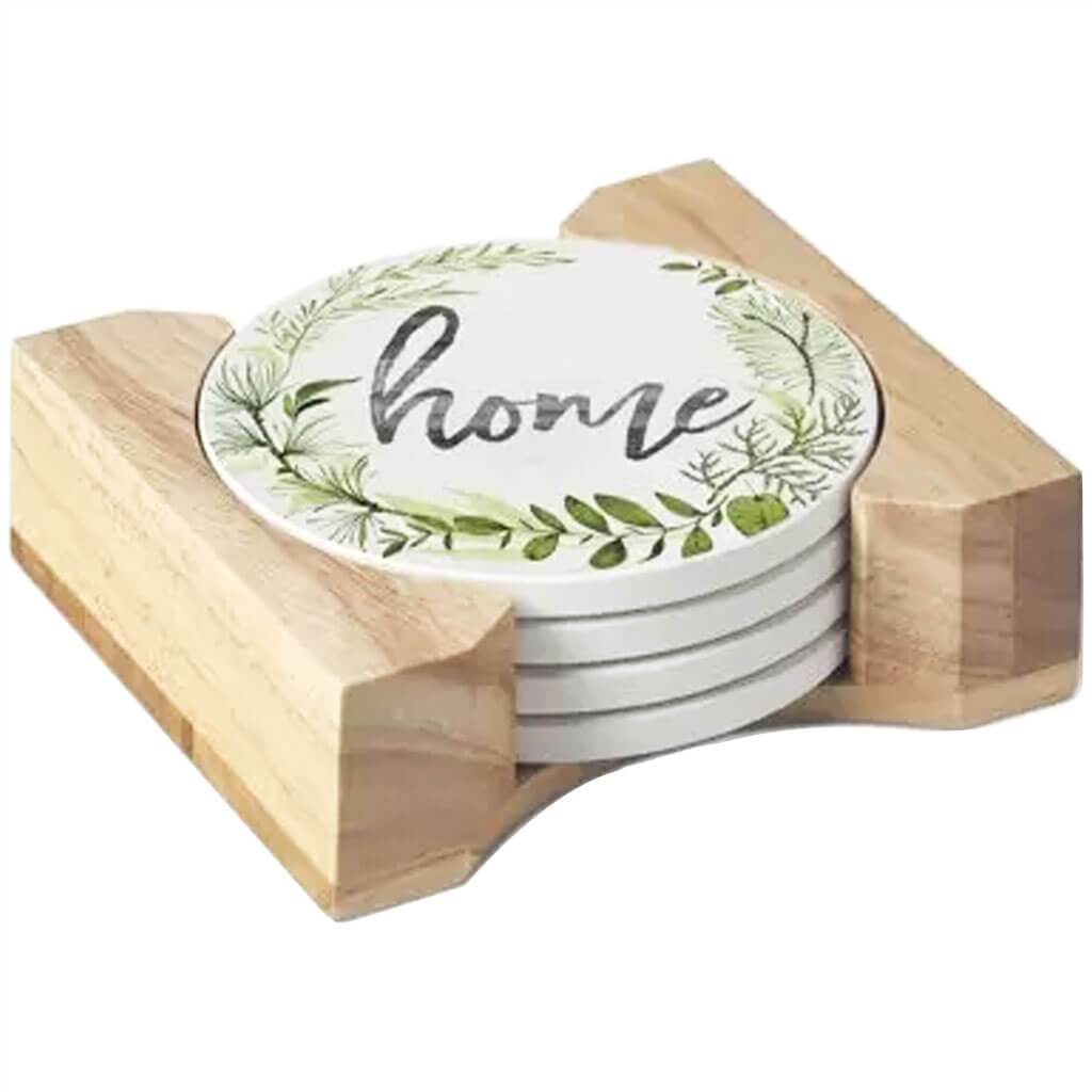 Round Coaster Gift Set Home Wreath Set of 4