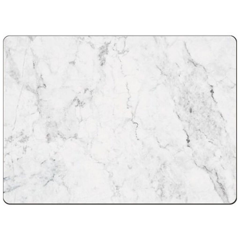 Hardboard Placemat Boxed White Marble Set of 4