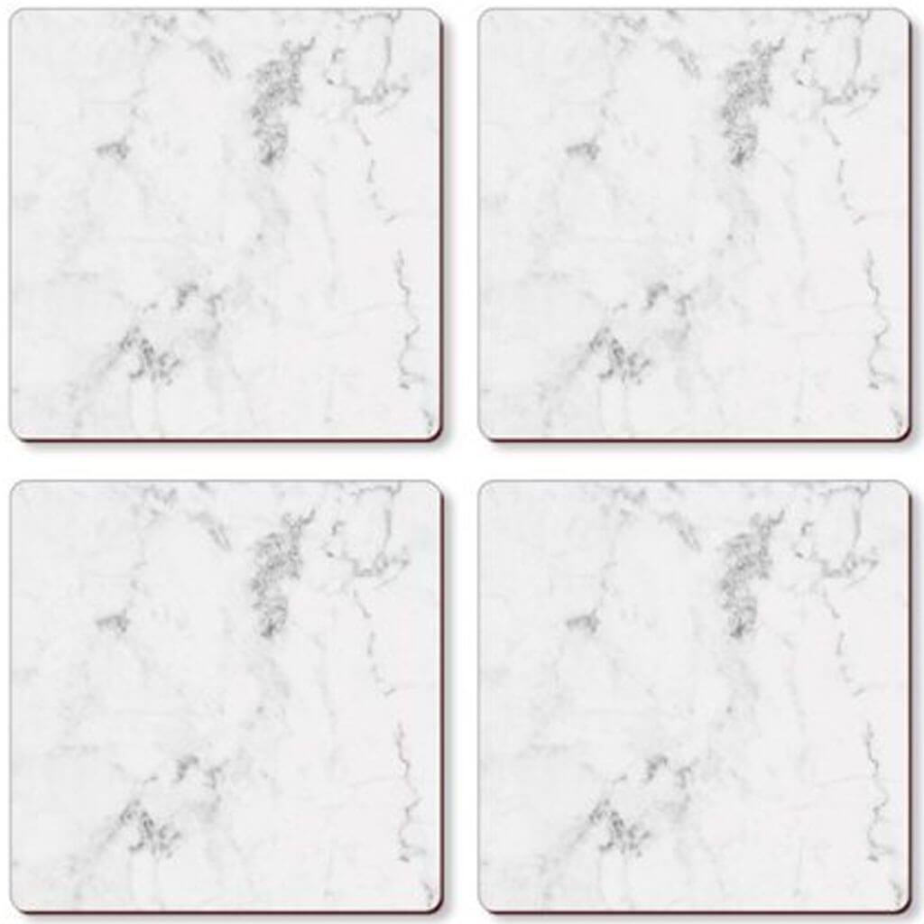 Hardboard Coasters Boxed White Marble Set of 4