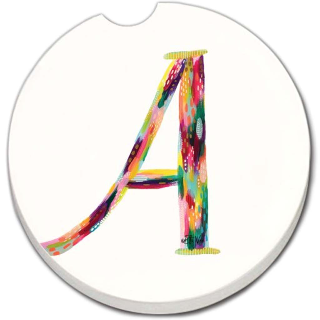 Car Coaster Hello Color Monogram A