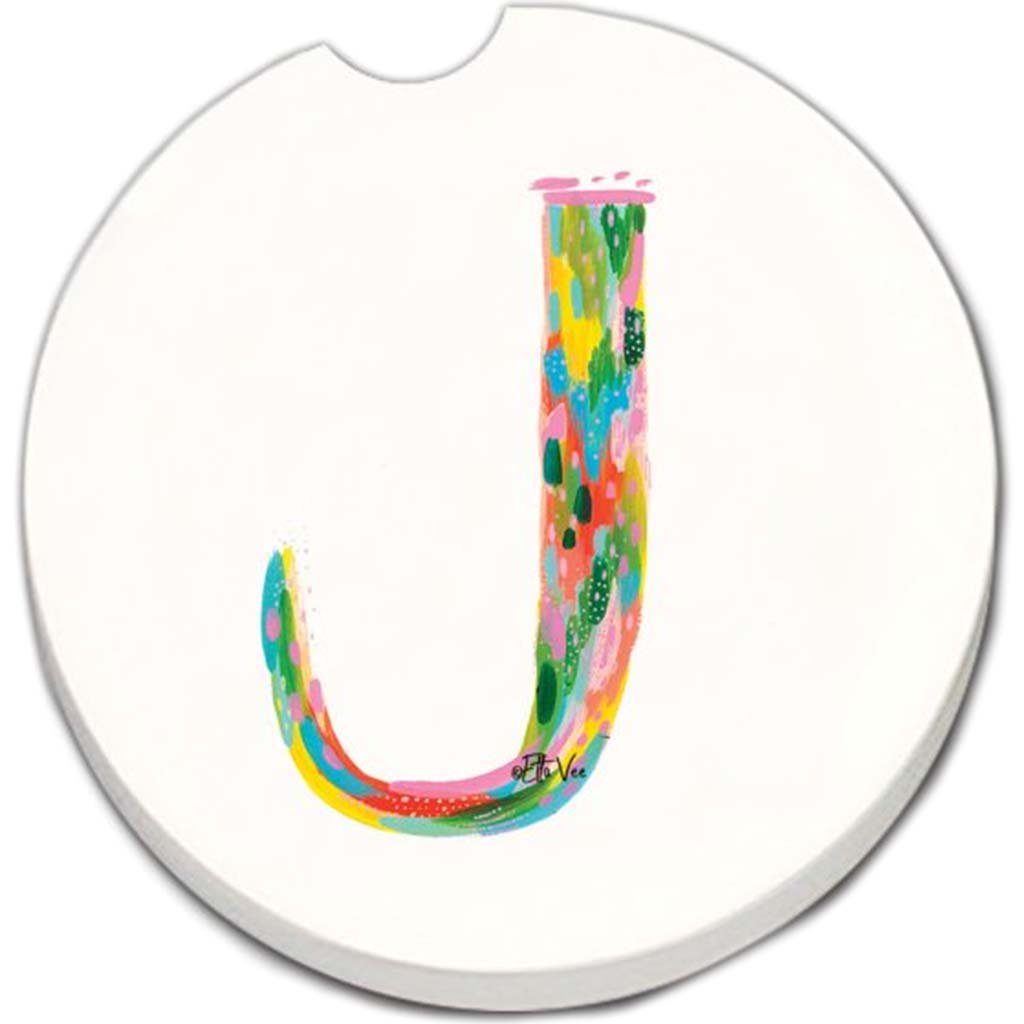 Car Coaster Hello Color Monogram J