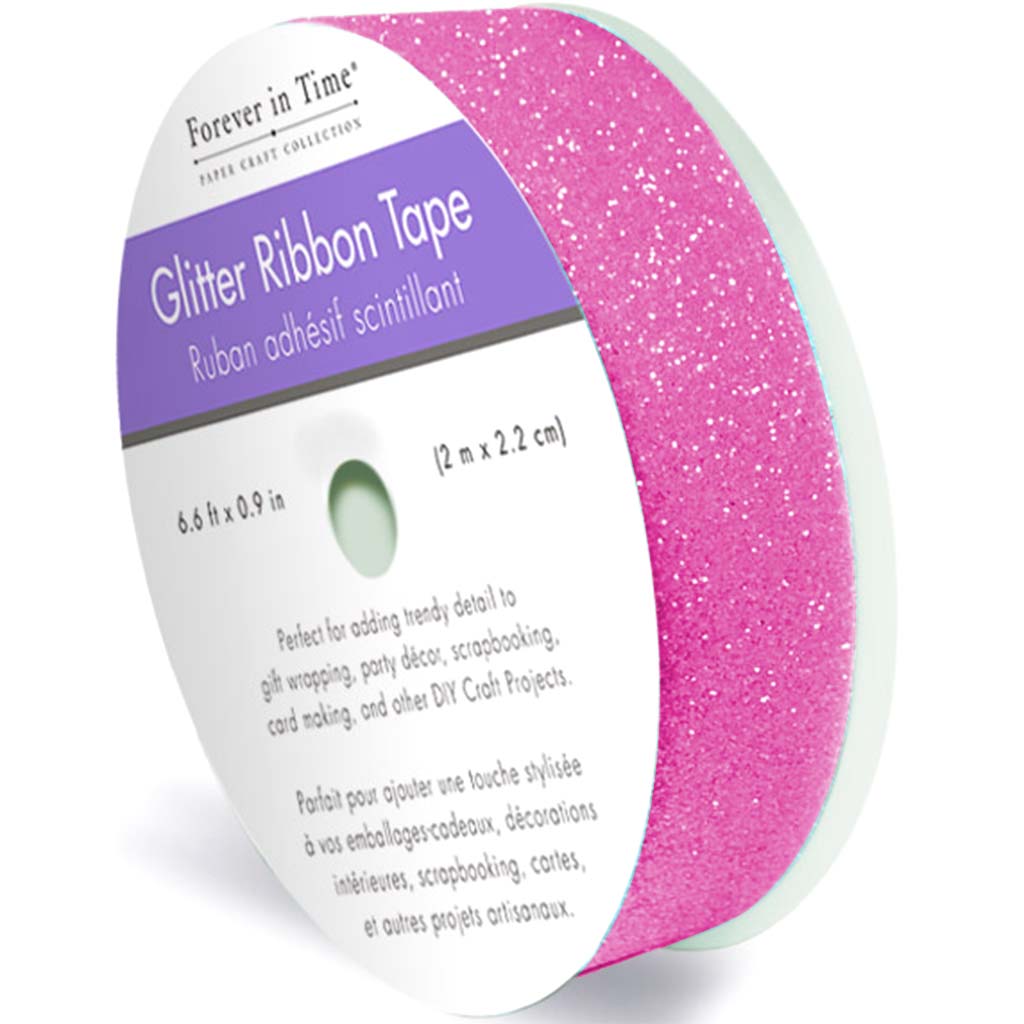 Glitter Ribbon Tape 2.2cm x 2m Pink