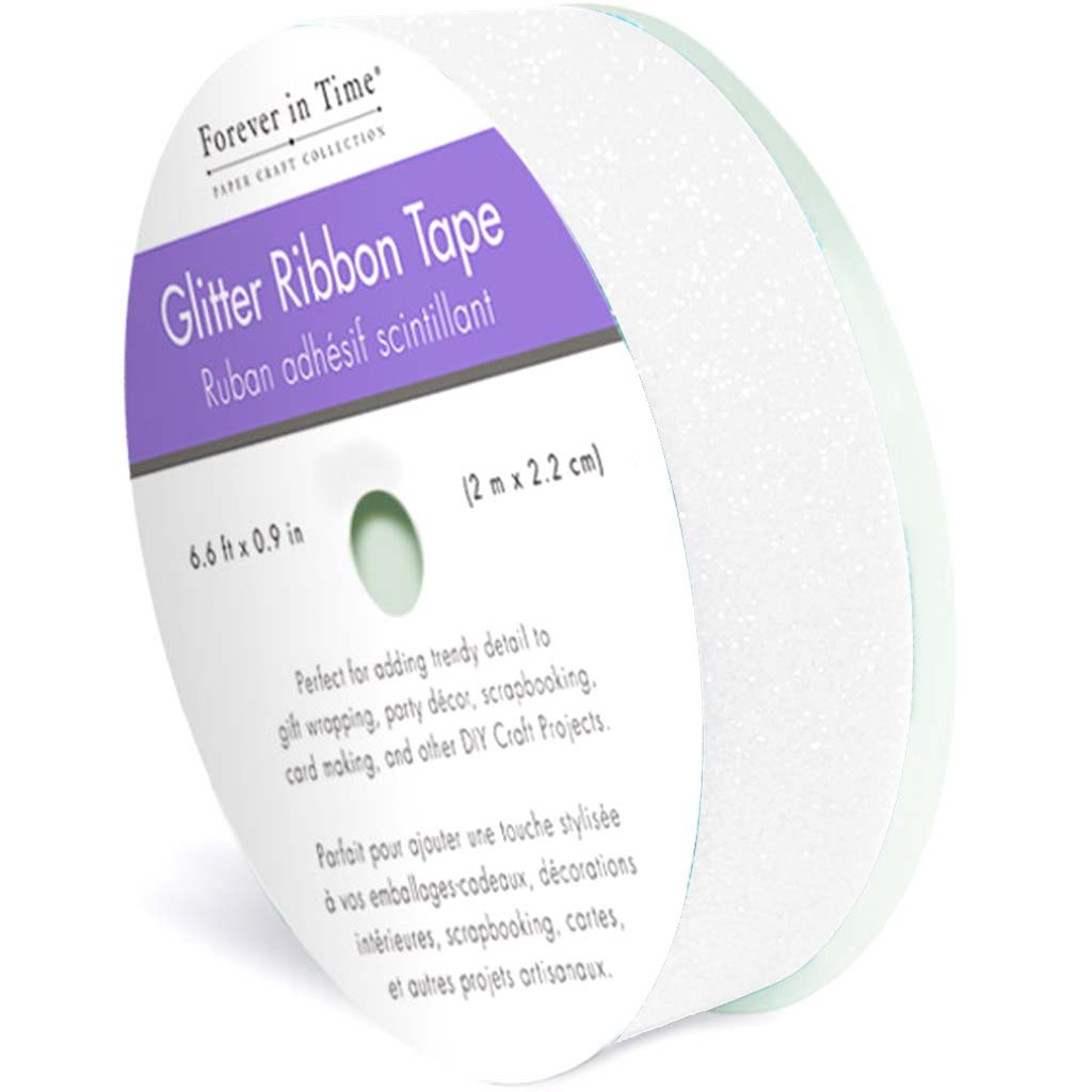 Glitter Ribbon Tape 2.2cm x 2m White