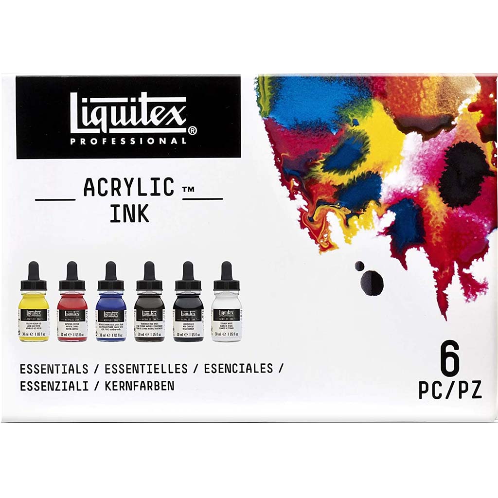 Professional Acrylic Ink Essentials Set 6 Color 30ml