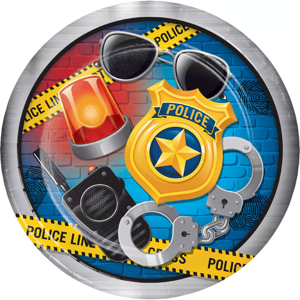 Police Party Dinner Plate 9in, 8ct