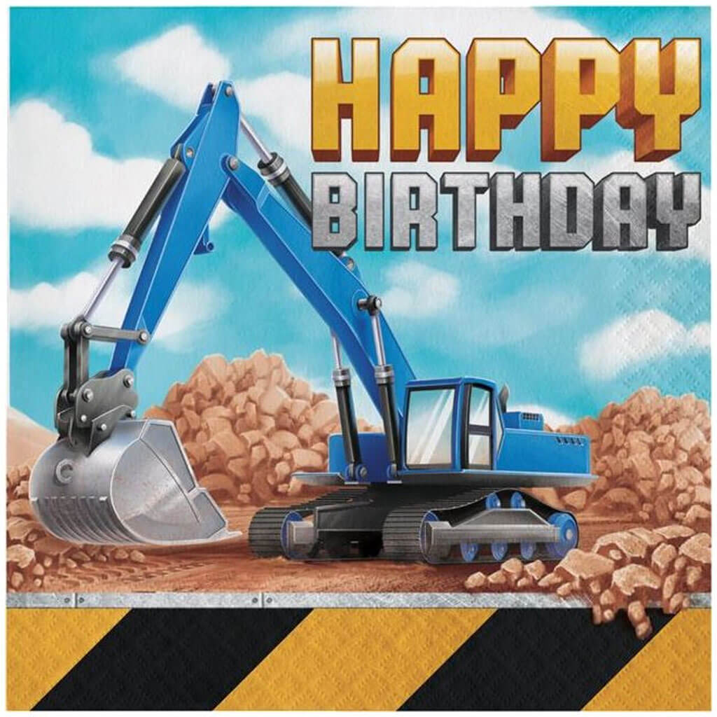 Big Dig Construction Happy Birthday Lunch Napkins 16ct