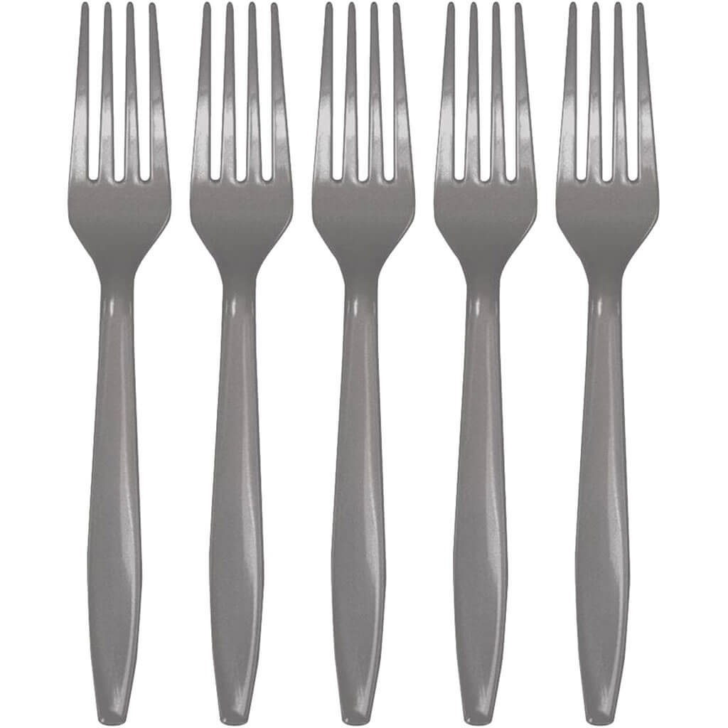 Premium Plastic Forks Glamour Gray