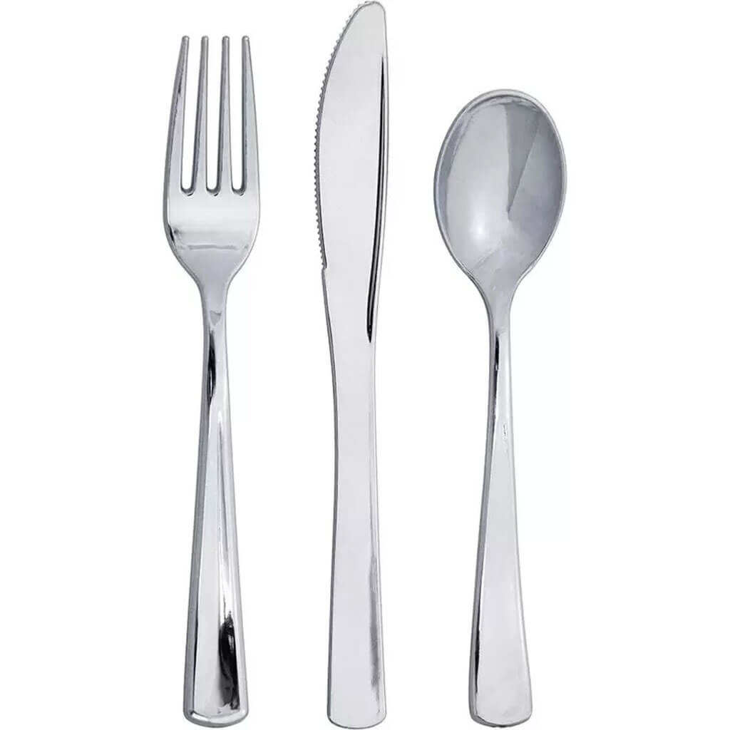 Assorted Cutlery Metallic Silver, 24ct