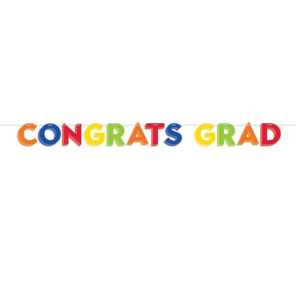 Rainbow Grad Shaped Banner With Twine