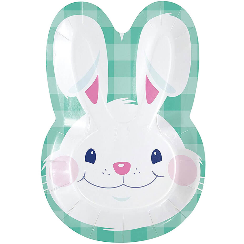 Funny Bunny Bunny Shaped Plate 9in, 8ct