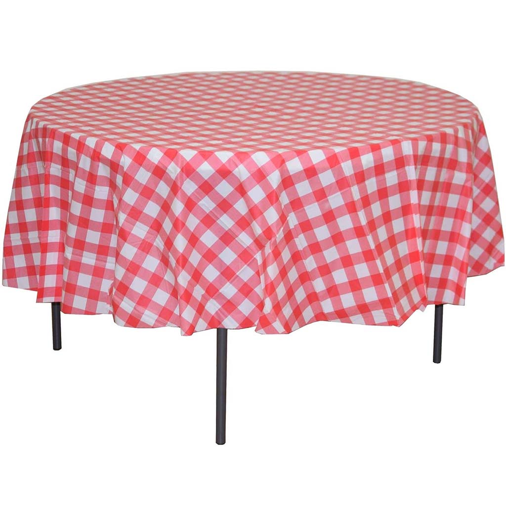 Plastic Tablecover Stay Put Round Gingham